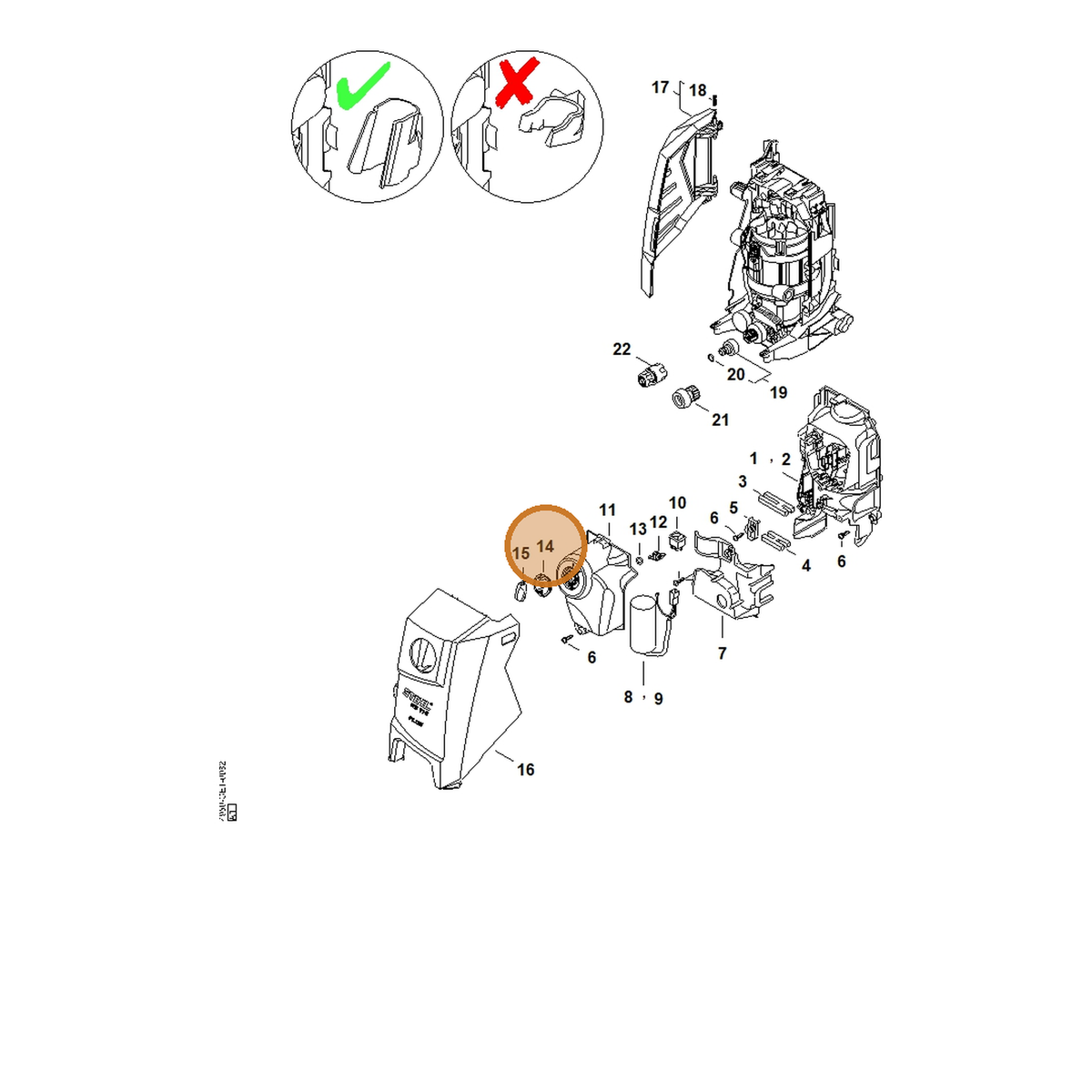 STIHL part 4950-435-1000 — IPL diagram snippet (6x zoom, amber highlight)