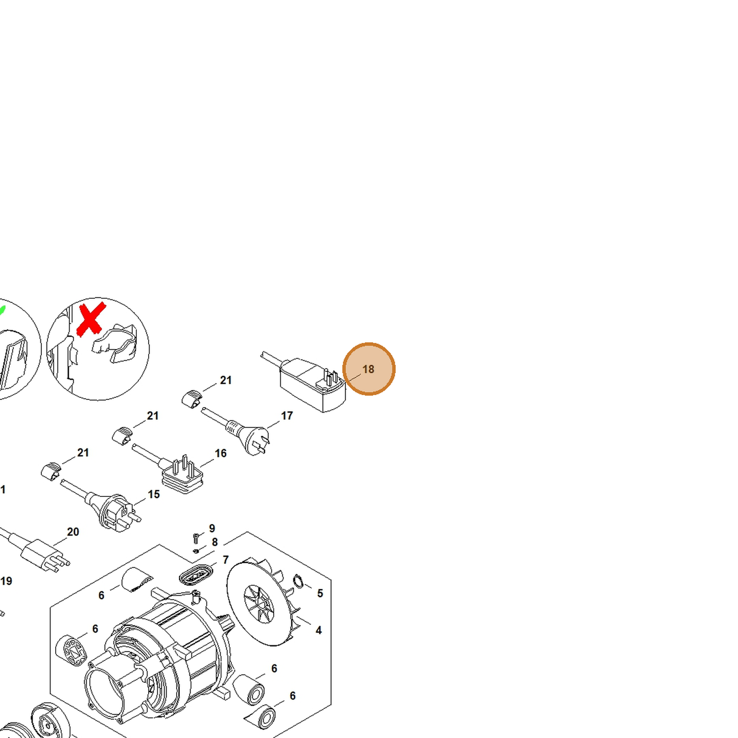 STIHL part 4950-440-2023 — IPL diagram snippet (6x zoom, amber highlight)