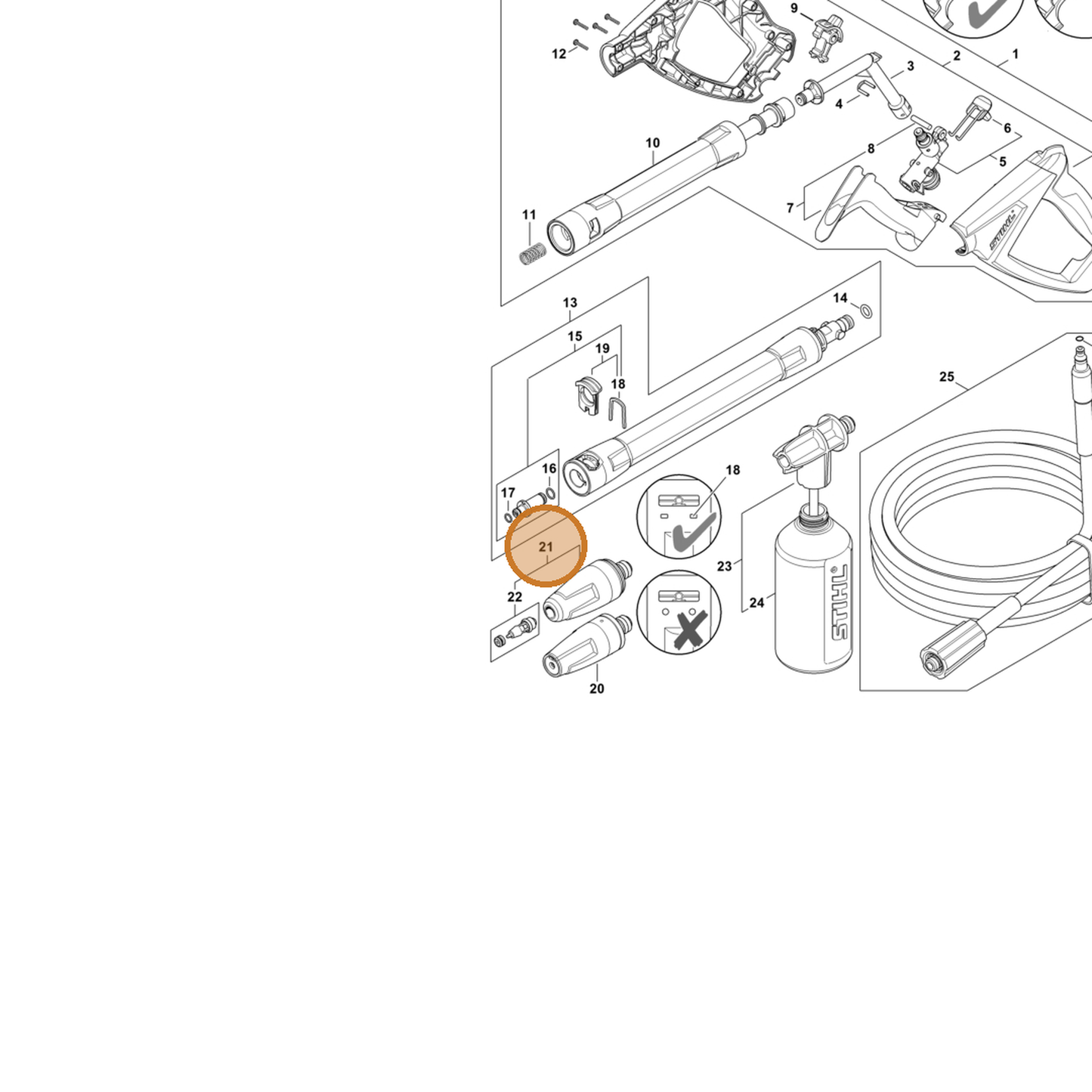 STIHL part 4950-500-1603 — IPL diagram snippet (6x zoom, amber highlight)