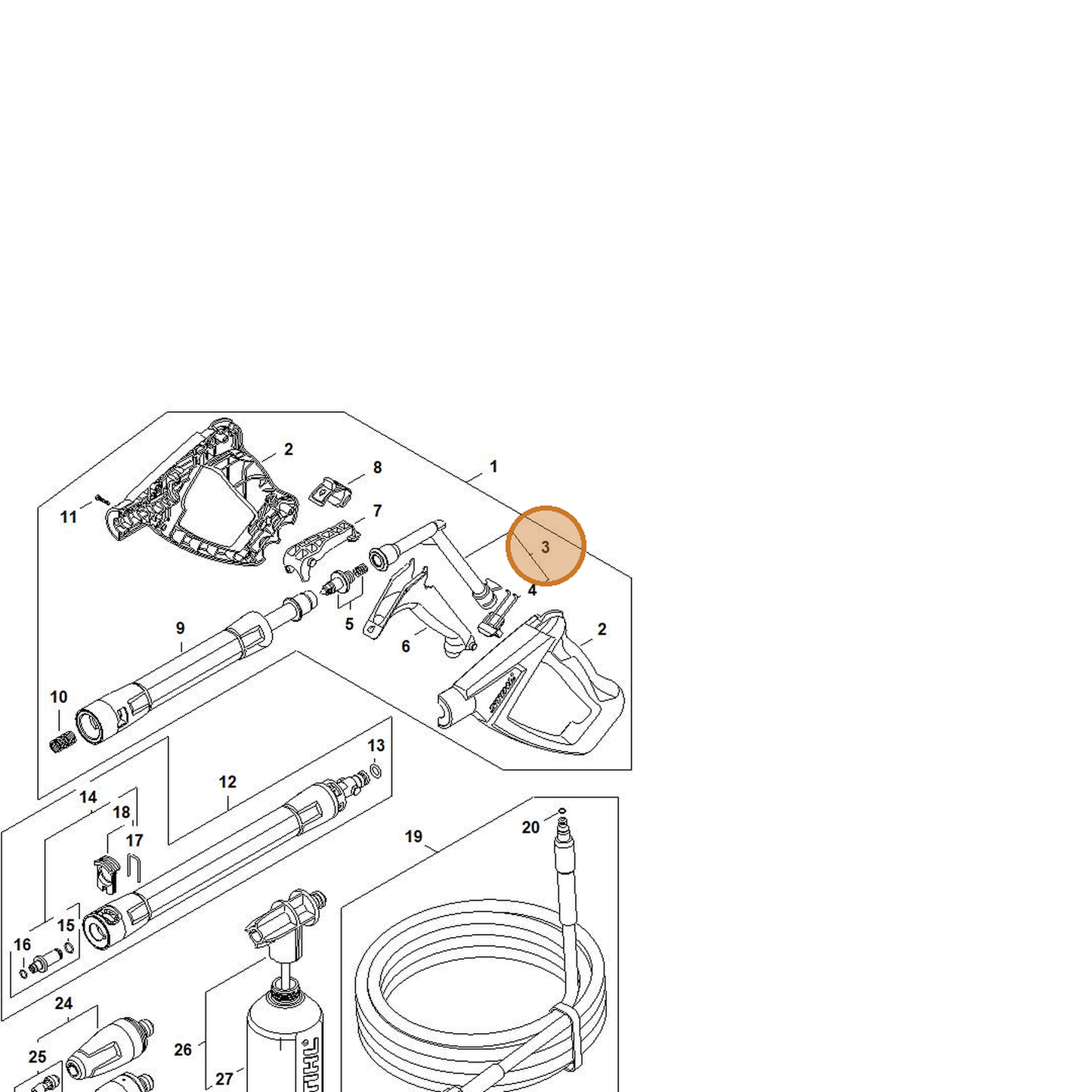 STIHL part 4950-500-2200 — IPL diagram snippet (6x zoom, amber highlight)