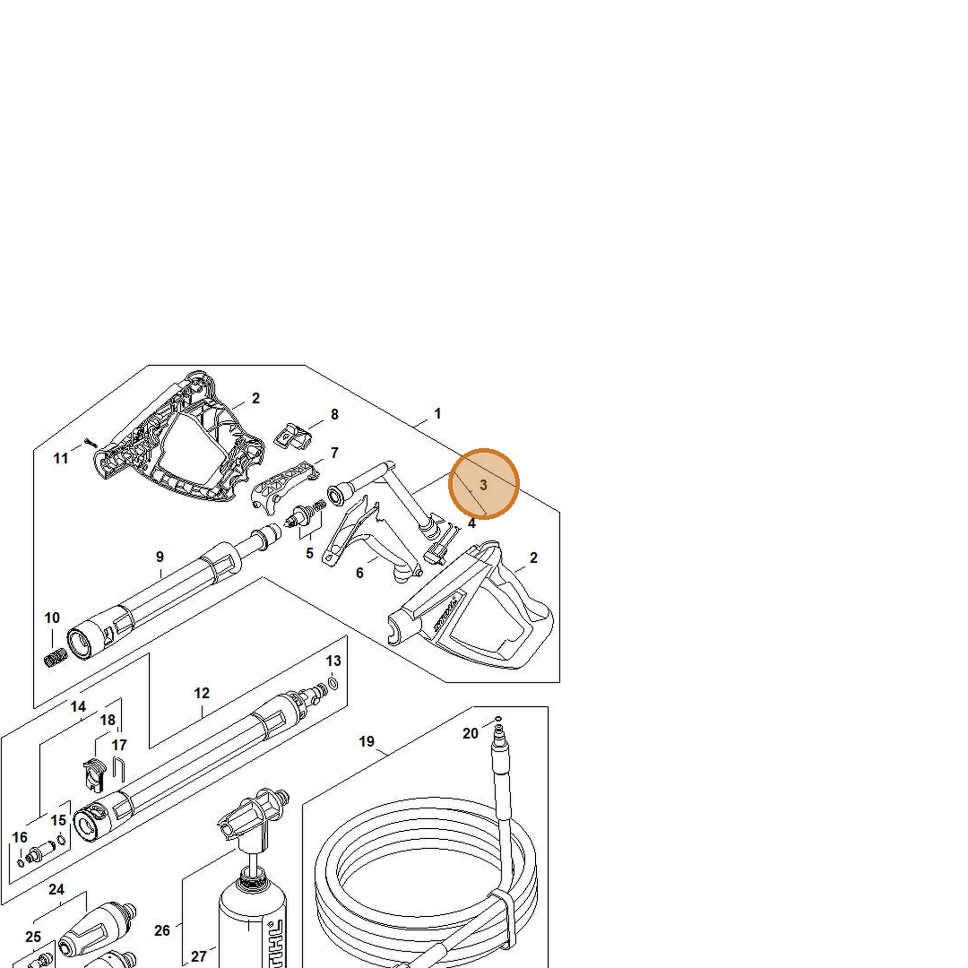 STIHL part 4950-500-2200 — IPL diagram snippet (6x zoom, amber highlight)