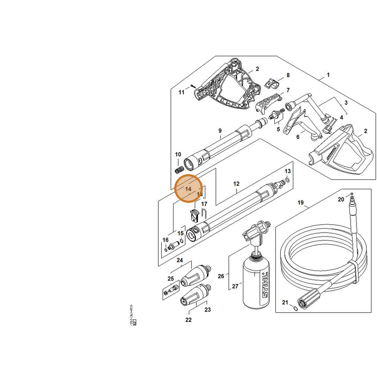 STIHL part 4950-500-6309 — IPL diagram snippet (6x zoom, amber highlight)