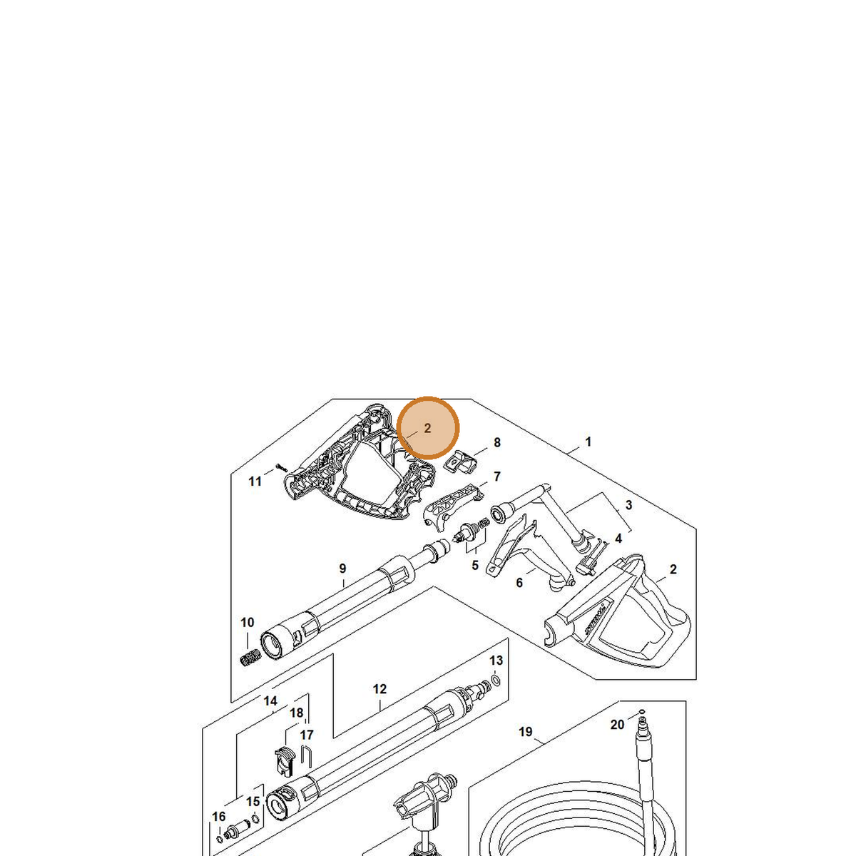 STIHL part 4950-500-6602 — IPL diagram snippet (6x zoom, amber highlight)