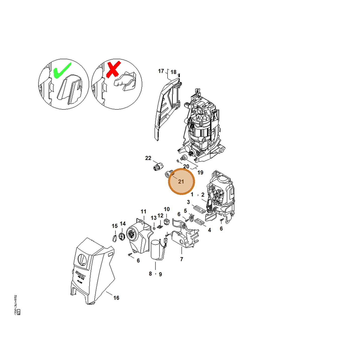 STIHL part 4950-500-6701 — IPL diagram snippet (6x zoom, amber highlight)