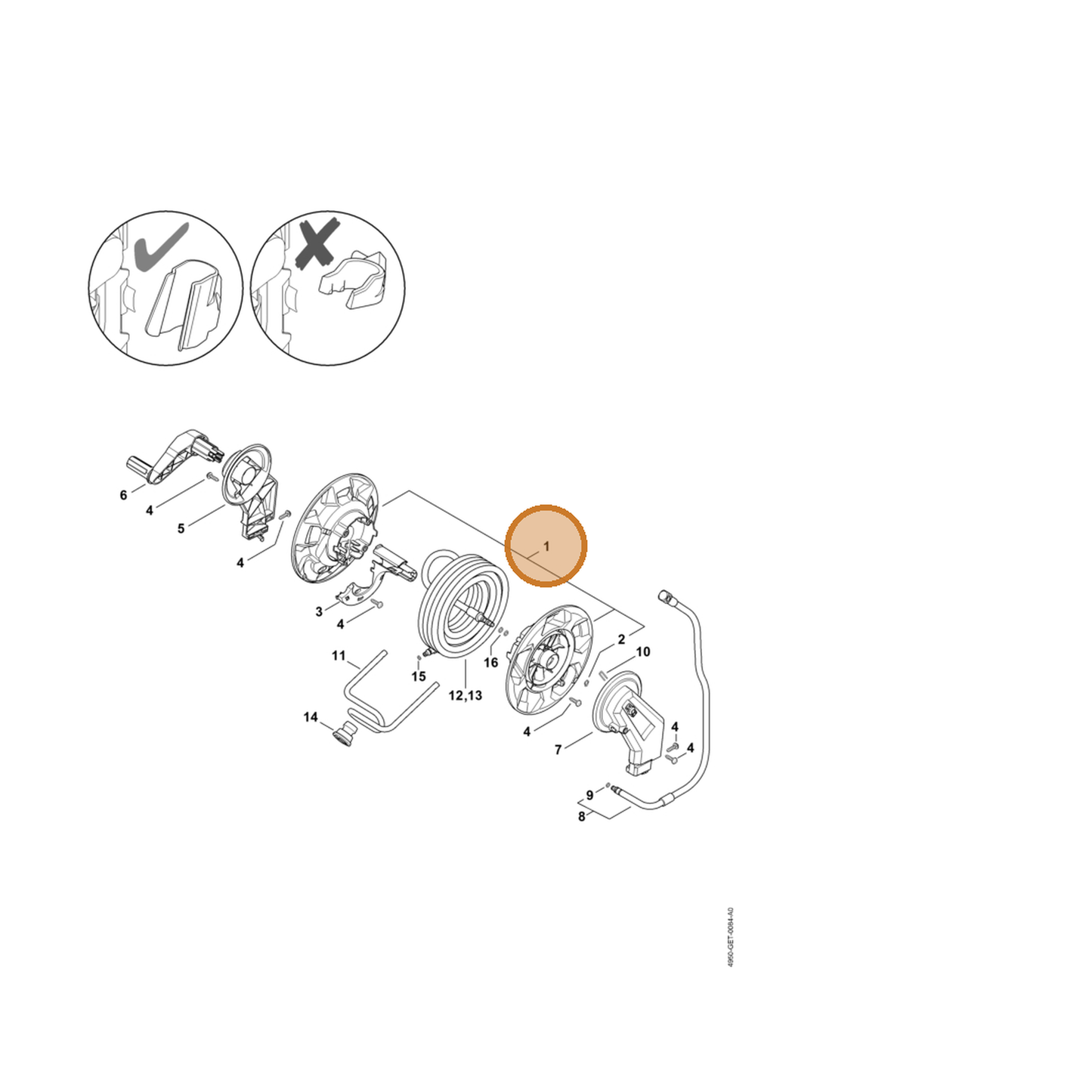 STIHL part 4950-500-8100 — IPL diagram snippet (6x zoom, amber highlight)