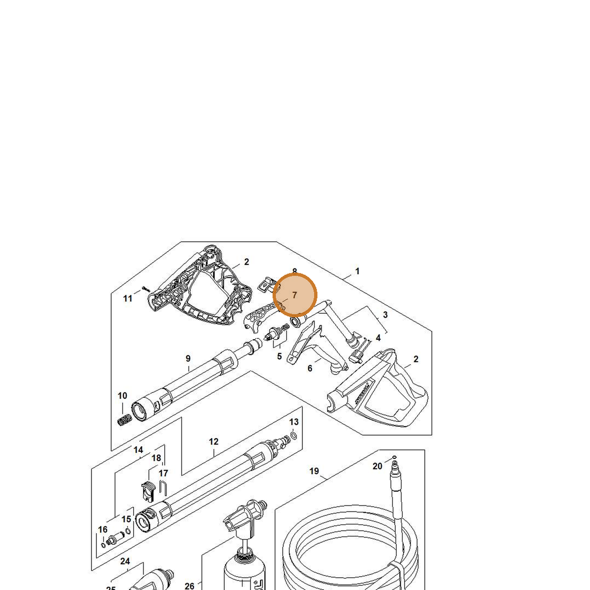 STIHL part 4950-502-1502 — IPL diagram snippet (6x zoom, amber highlight)