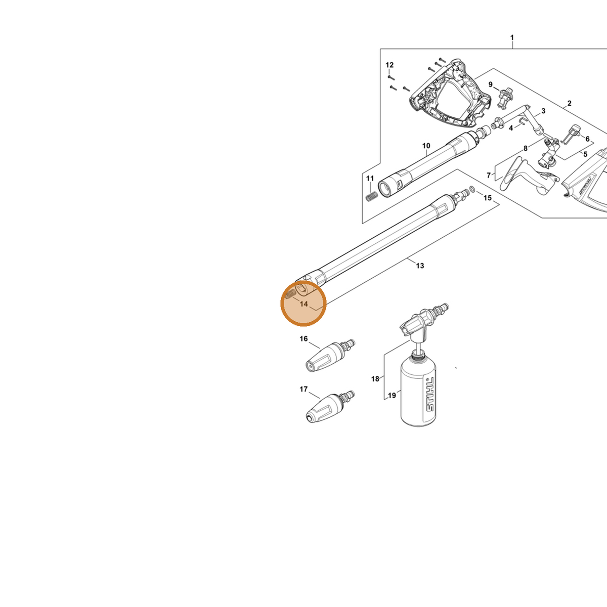 STIHL part 4950-502-2000 — IPL diagram snippet (6x zoom, amber highlight)