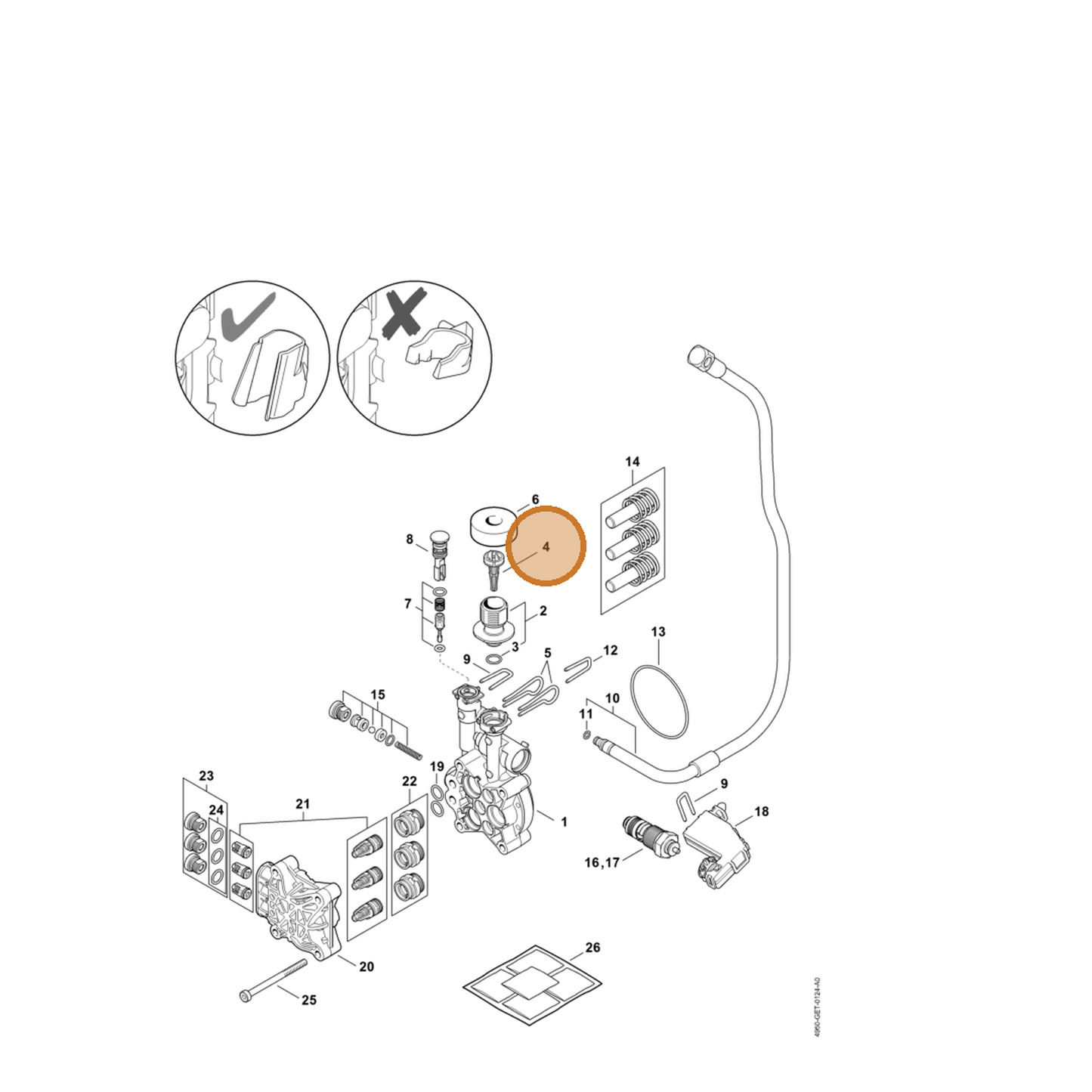 STIHL part 4950-502-2100 — IPL diagram snippet (6x zoom, amber highlight)