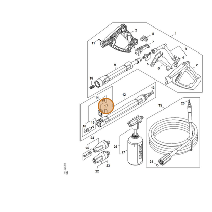 STIHL part 4950-505-0910 — IPL diagram snippet (6x zoom, amber highlight)