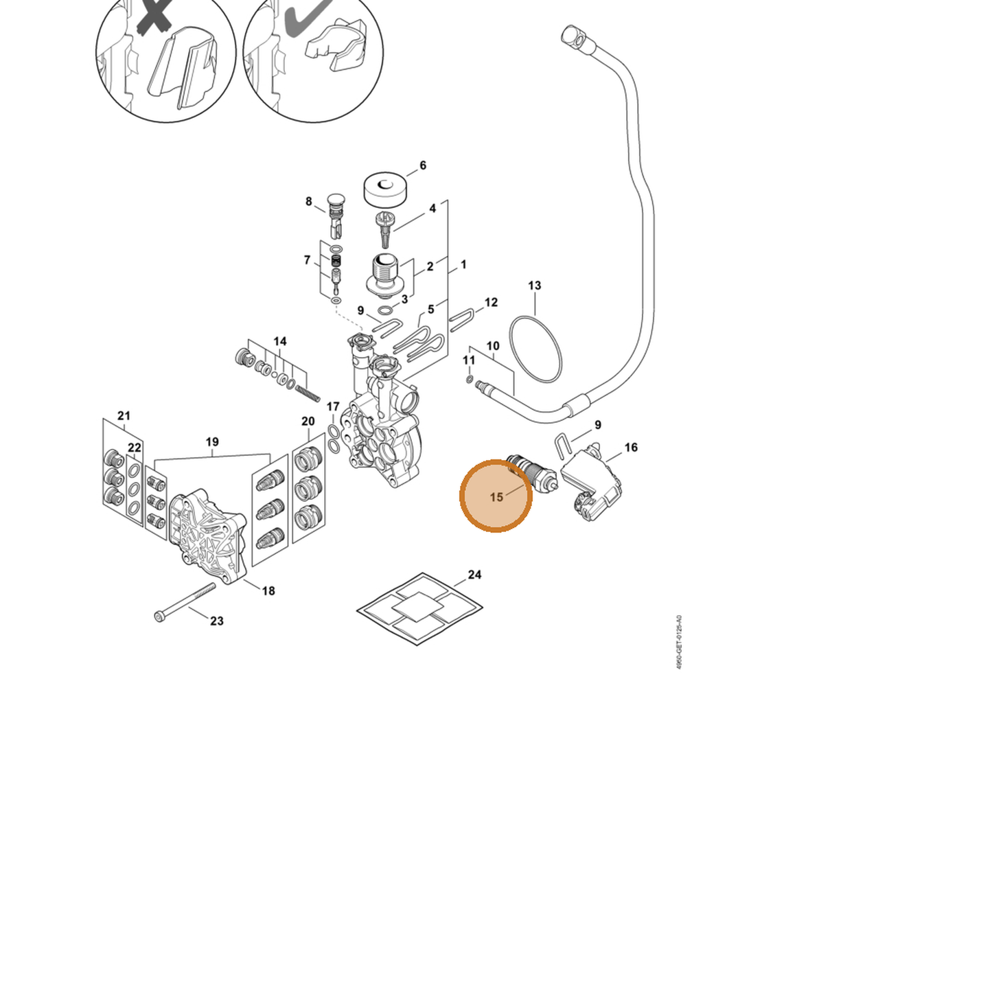 STIHL part 4950-510-0300 — IPL diagram snippet (6x zoom, amber highlight)