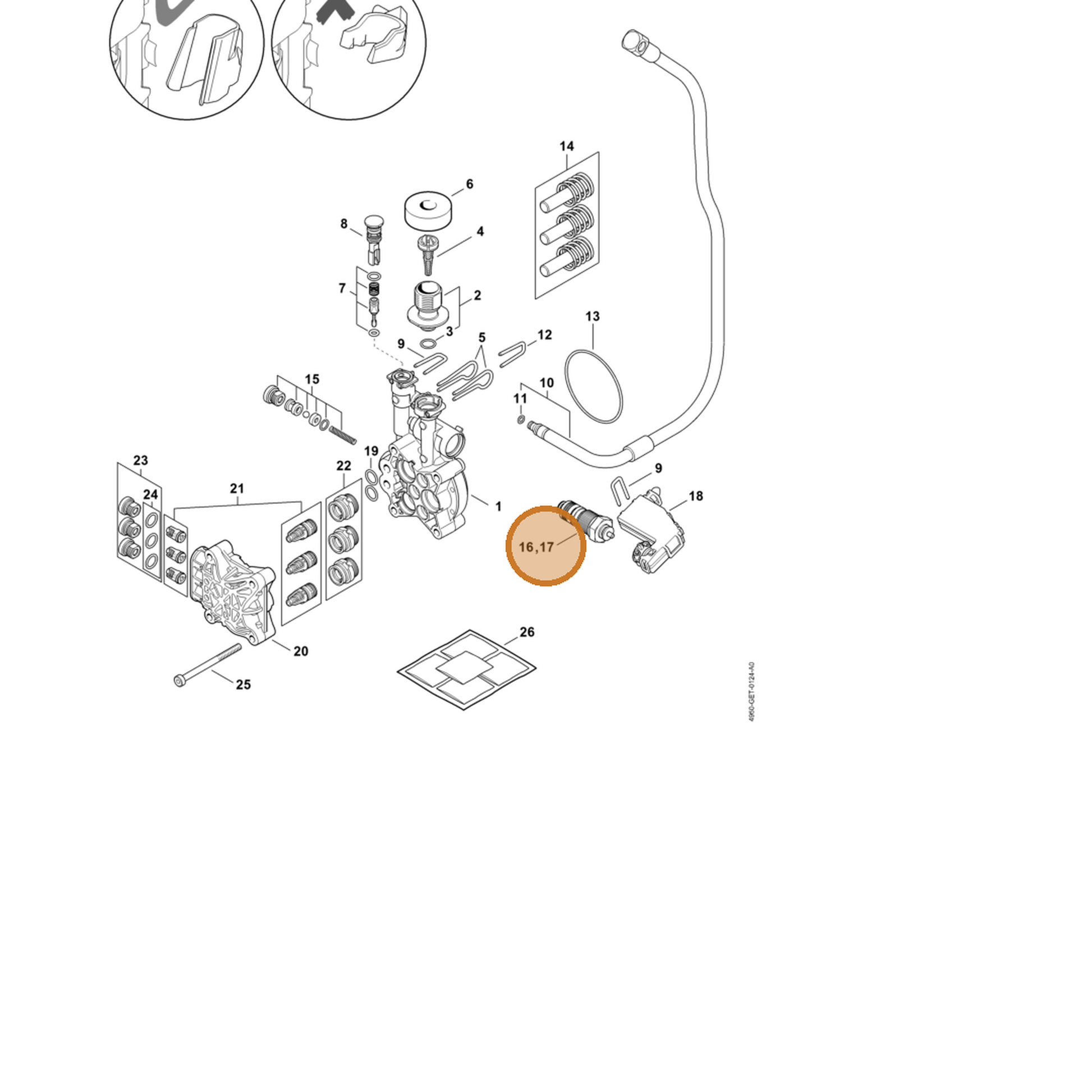 STIHL part 4950-510-0304 — IPL diagram snippet (6x zoom, amber highlight)