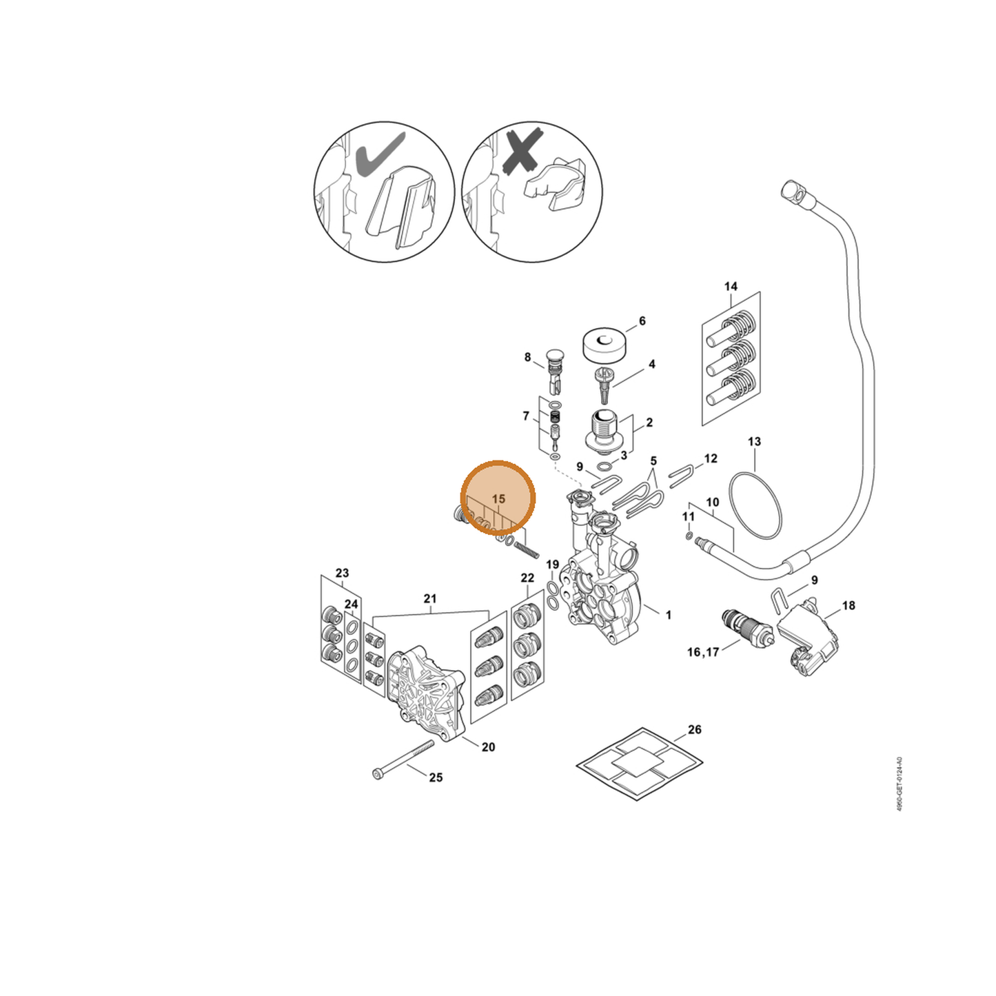 STIHL part 4950-510-3500 — IPL diagram snippet (6x zoom, amber highlight)