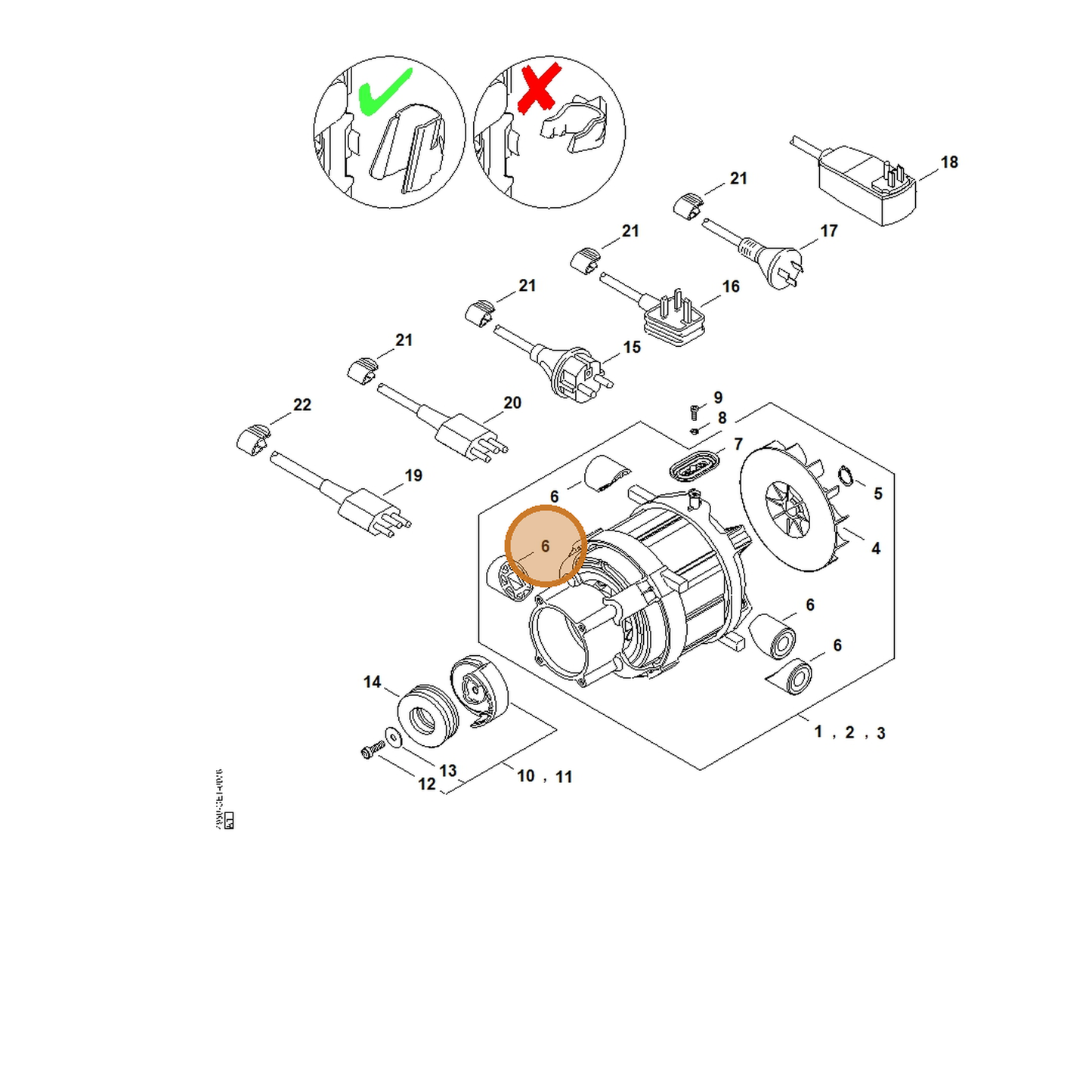 STIHL part 4950-602-4300 — IPL diagram snippet (6x zoom, amber highlight)