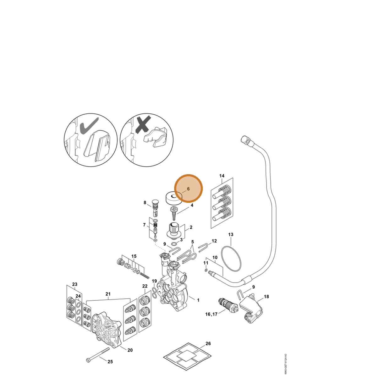 STIHL part 4950-609-0202 — IPL diagram snippet (6x zoom, amber highlight)