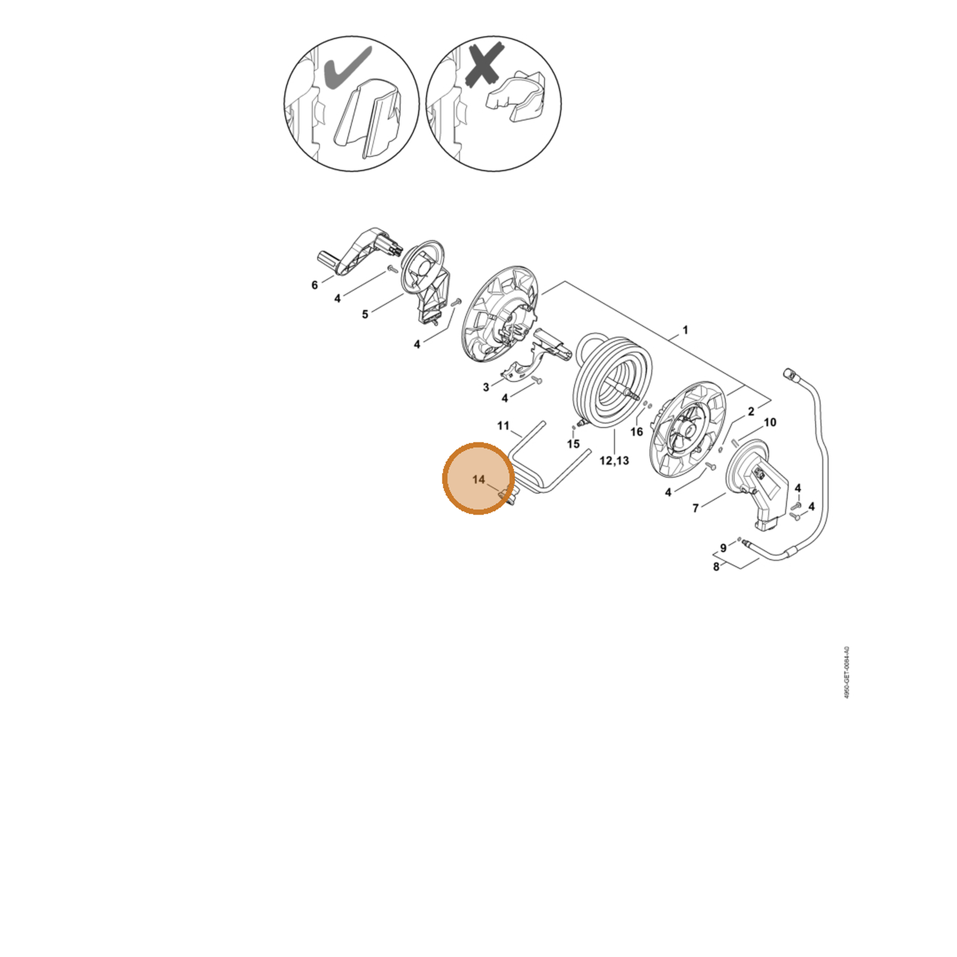 STIHL part 4950-678-2000 — IPL diagram snippet (6x zoom, amber highlight)