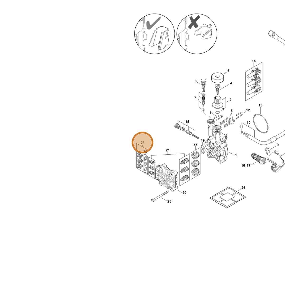 STIHL part 4950-700-2300 — IPL diagram snippet (6x zoom, amber highlight)