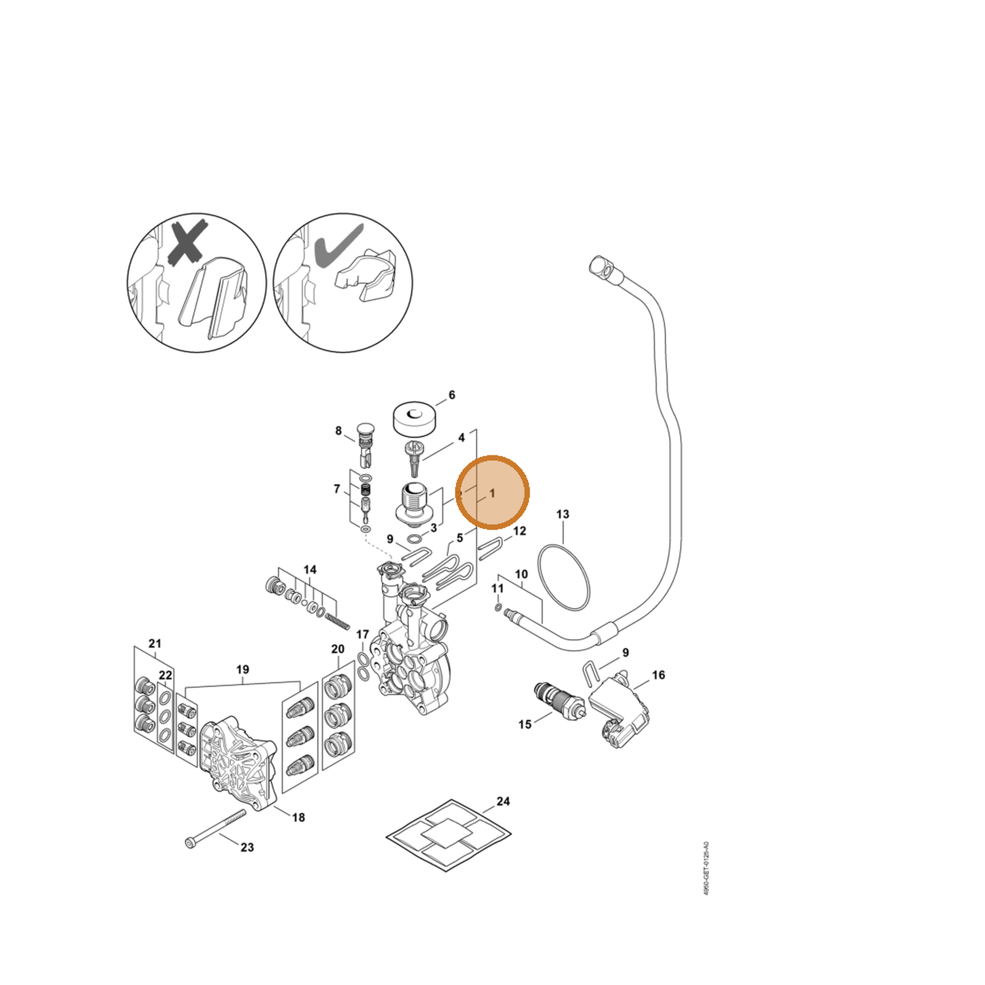 STIHL part 4950-700-4002 — IPL diagram snippet (6x zoom, amber highlight)