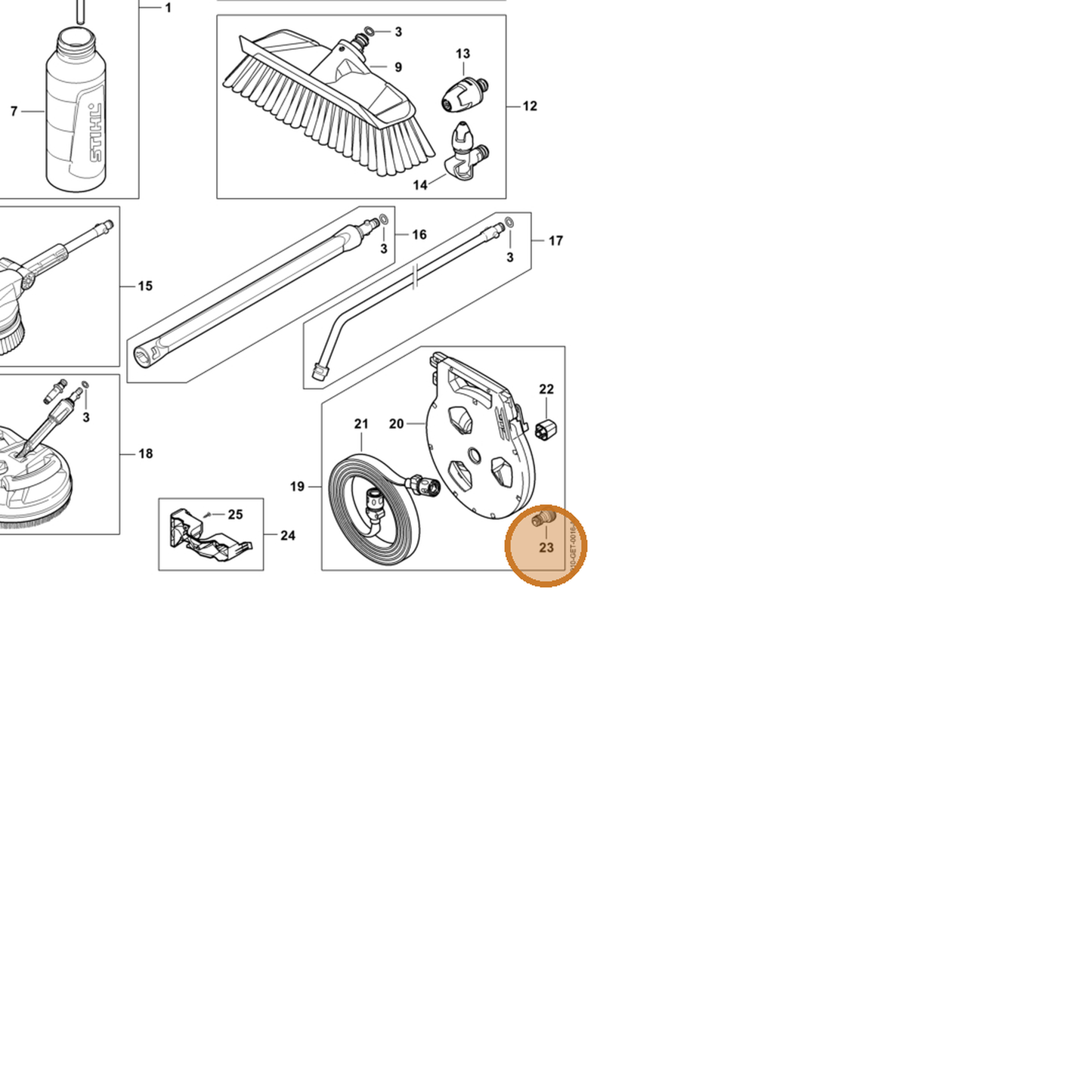 STIHL part 4950-700-7302 — IPL diagram snippet (6x zoom, amber highlight)