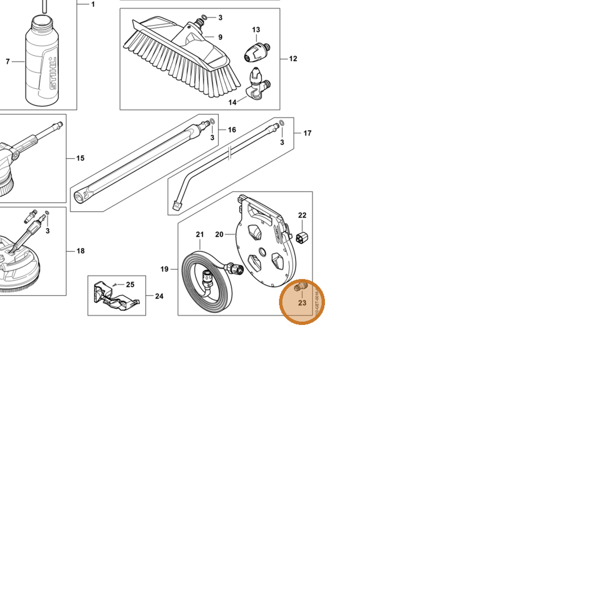 STIHL part 4950-700-7302 — IPL diagram snippet (6x zoom, amber highlight)