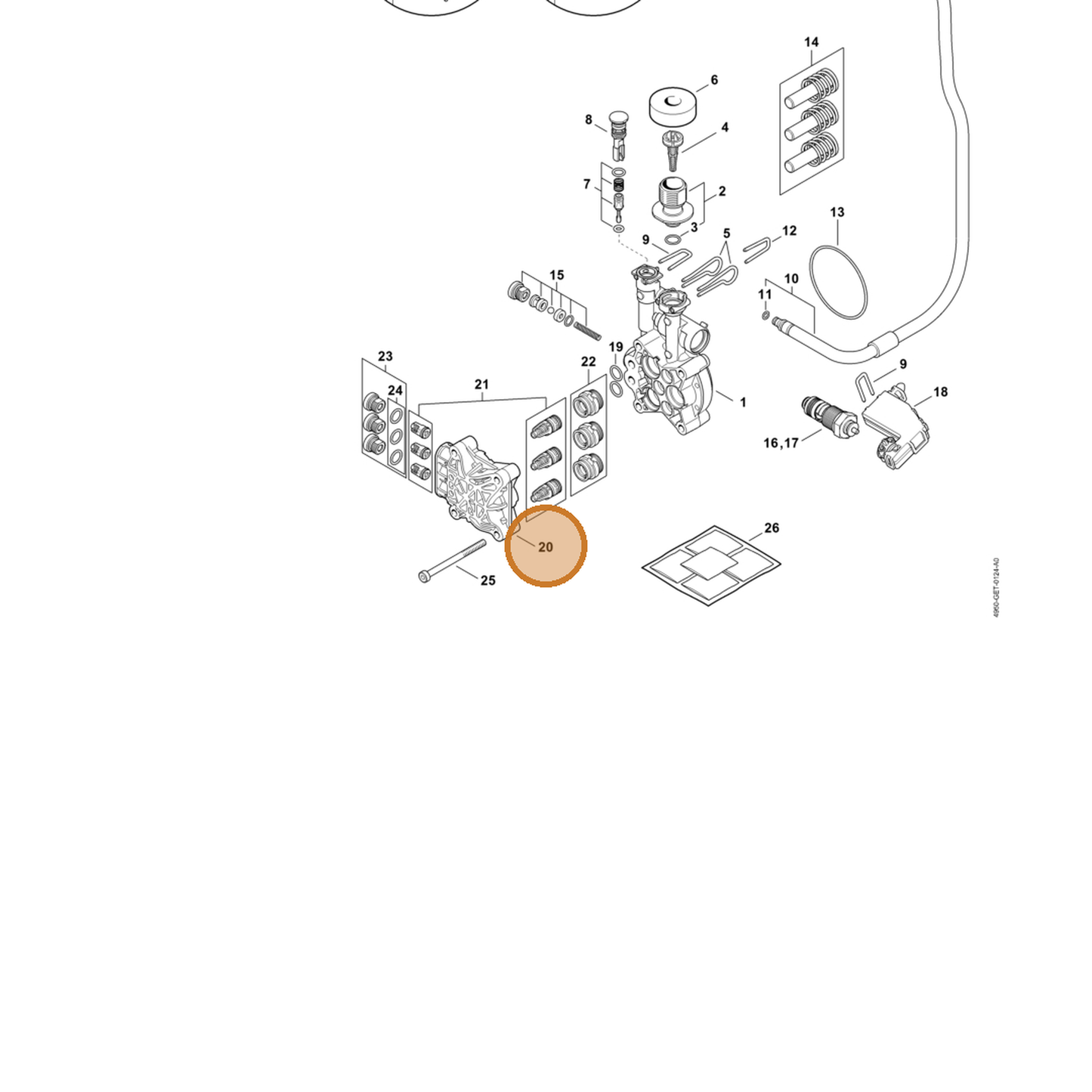 STIHL part 4950-701-1200 — IPL diagram snippet (6x zoom, amber highlight)