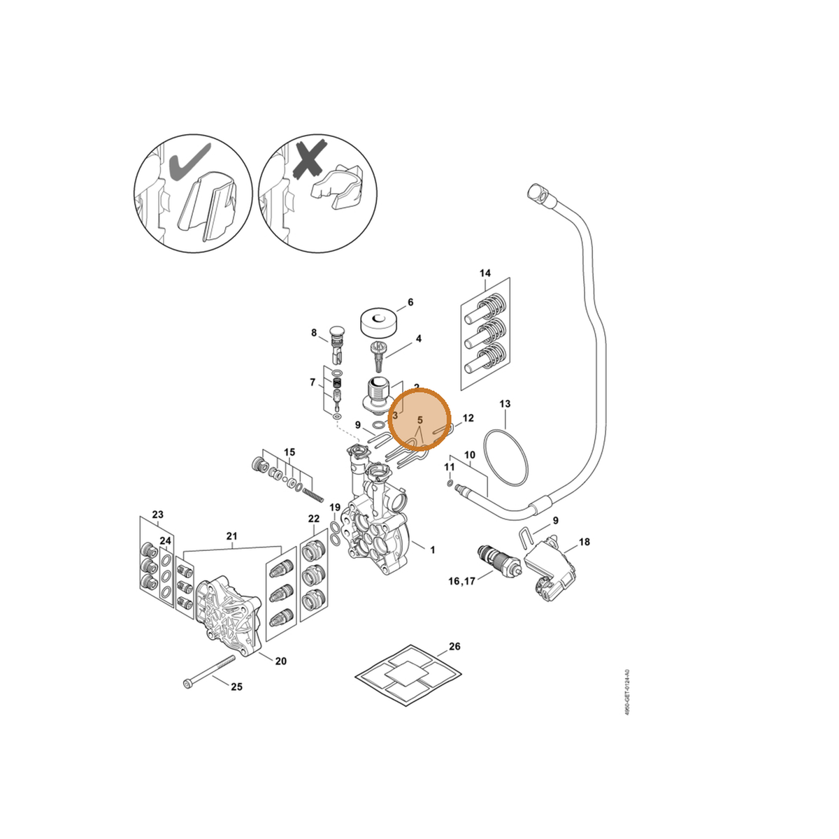STIHL part 4950-701-4602 — IPL diagram snippet (6x zoom, amber highlight)