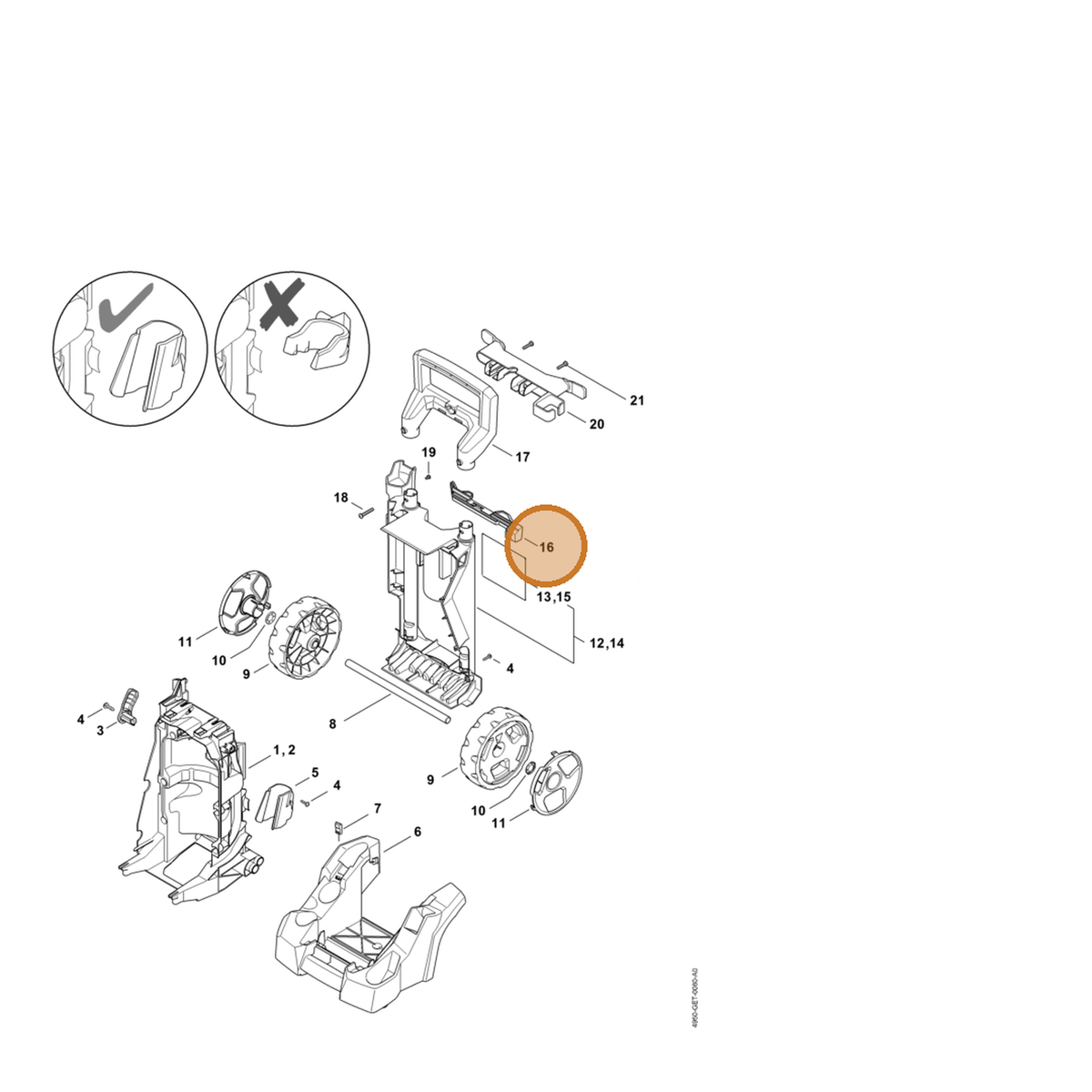 STIHL part 4950-760-8901 — IPL diagram snippet (6x zoom, amber highlight)