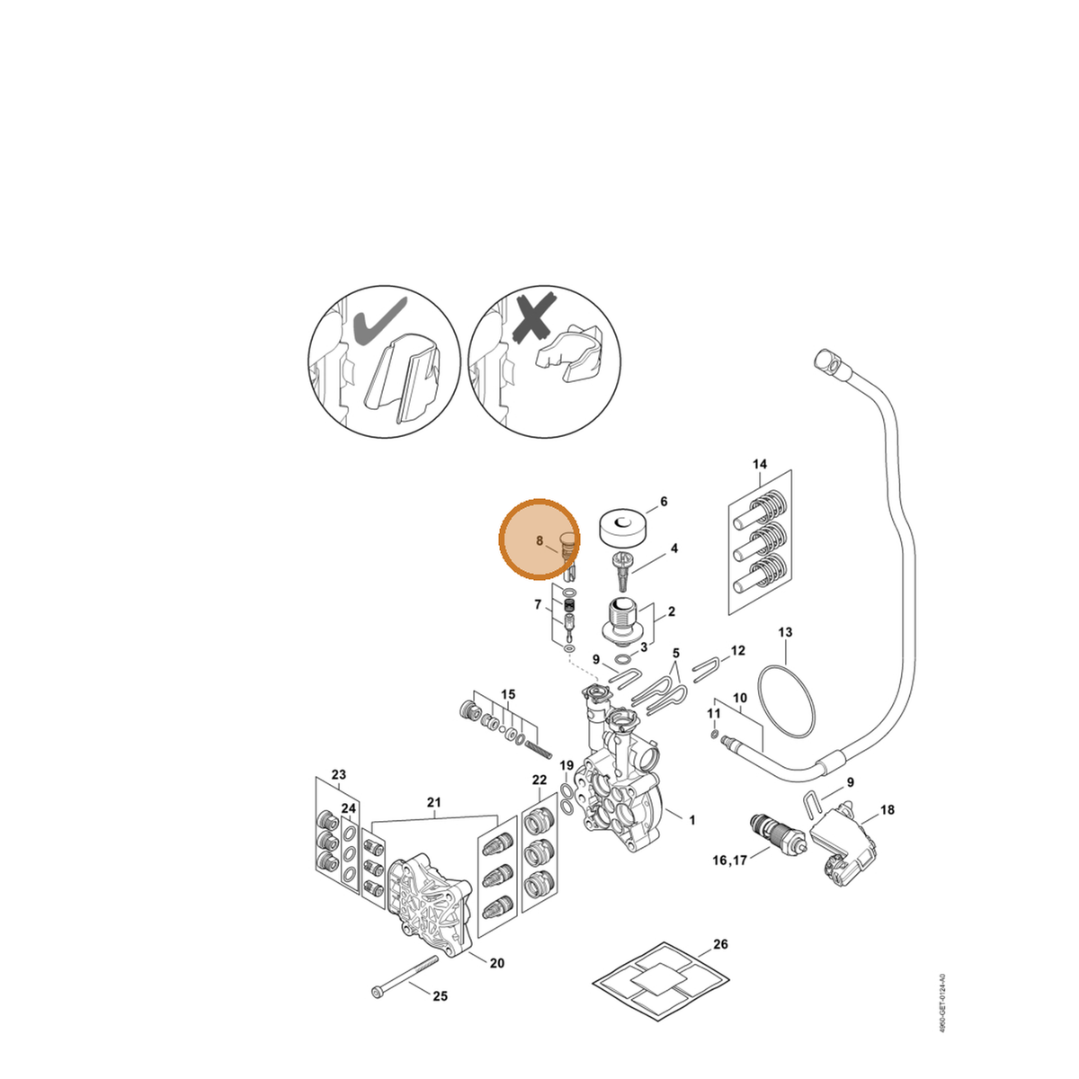 STIHL part 4950-770-0501 — IPL diagram snippet (6x zoom, amber highlight)