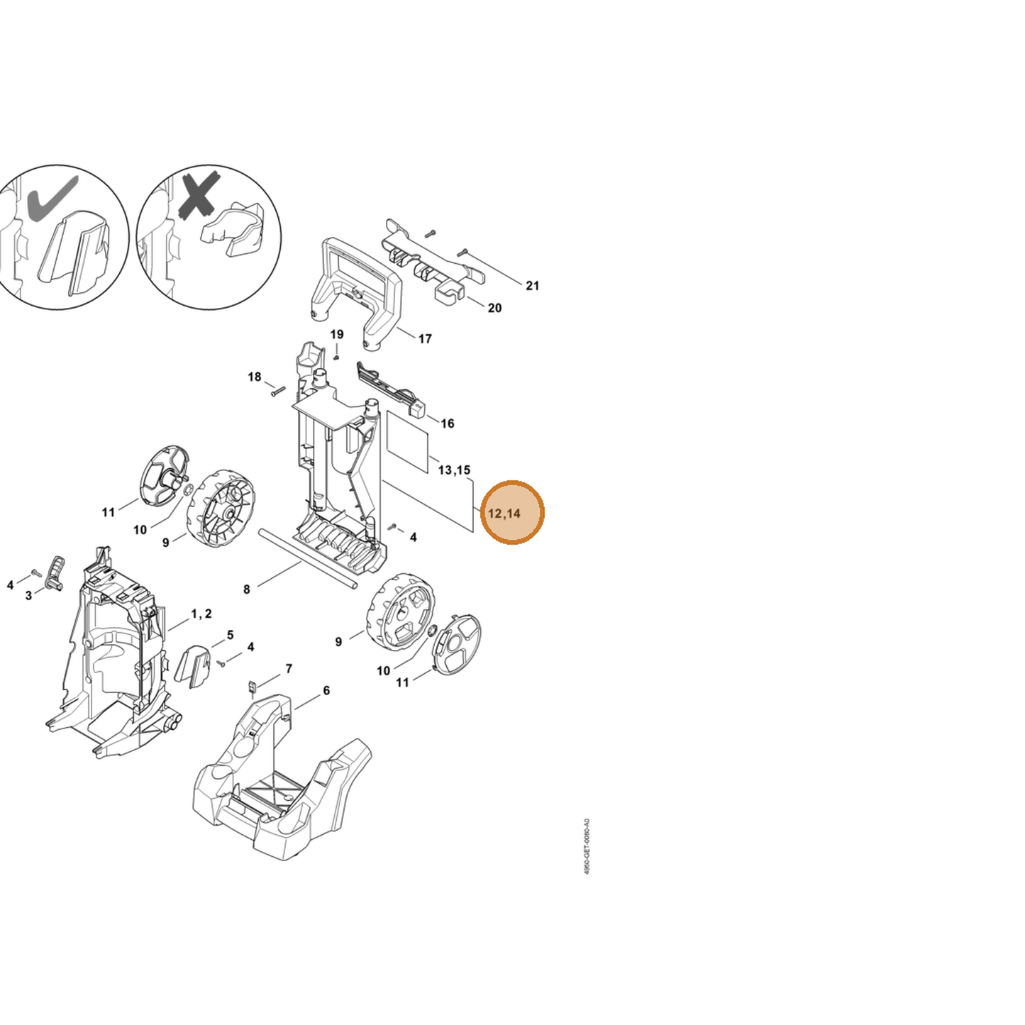 STIHL part 4950-790-5103 — IPL diagram snippet (6x zoom, amber highlight)