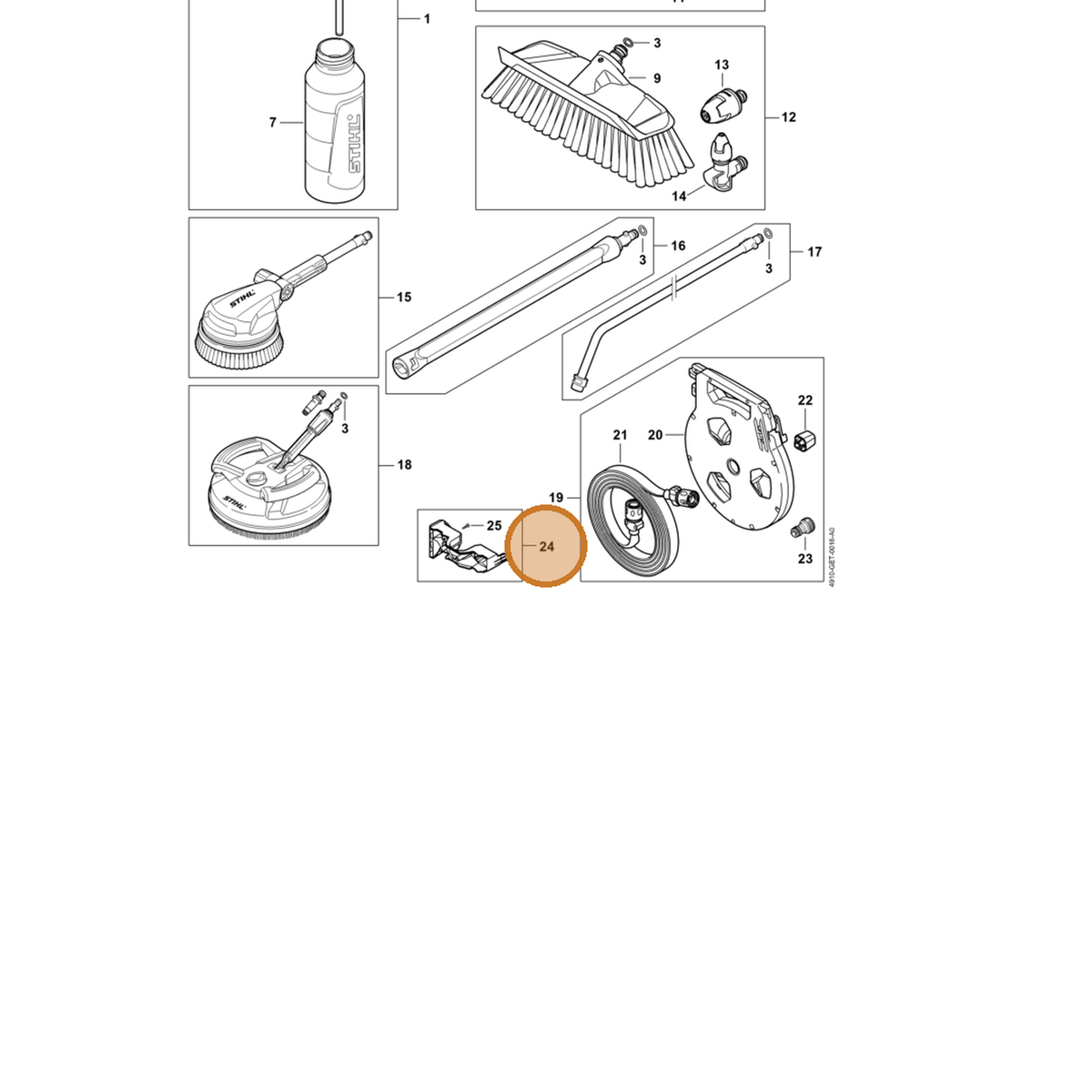 STIHL part 4950-790-5400 — IPL diagram snippet (6x zoom, amber highlight)