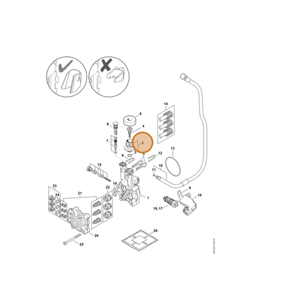 STIHL part 4950-790-7100 — IPL diagram snippet (6x zoom, amber highlight)