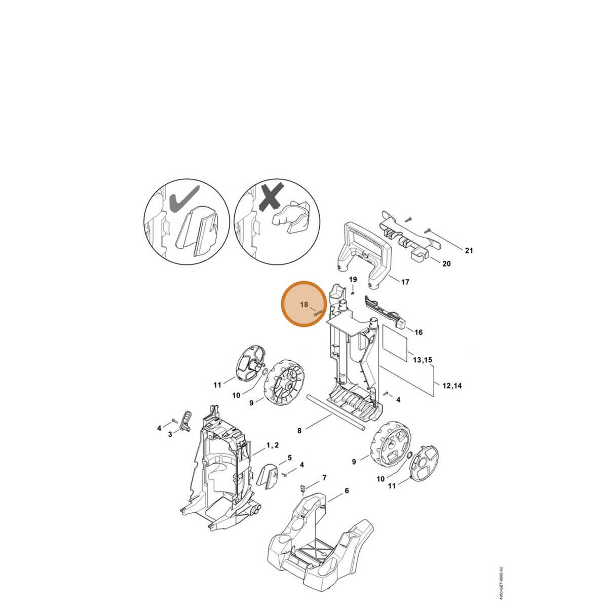 STIHL part 4950-791-8300 — IPL diagram snippet (6x zoom, amber highlight)