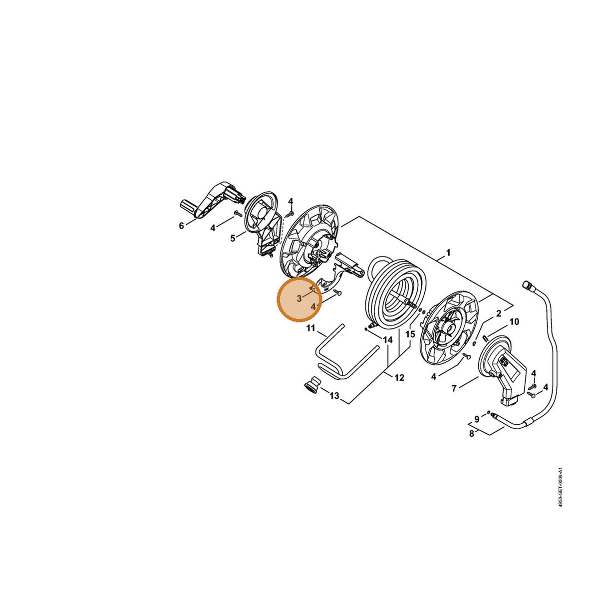 STIHL part 4950-793-1803 — IPL diagram snippet (6x zoom, amber highlight)
