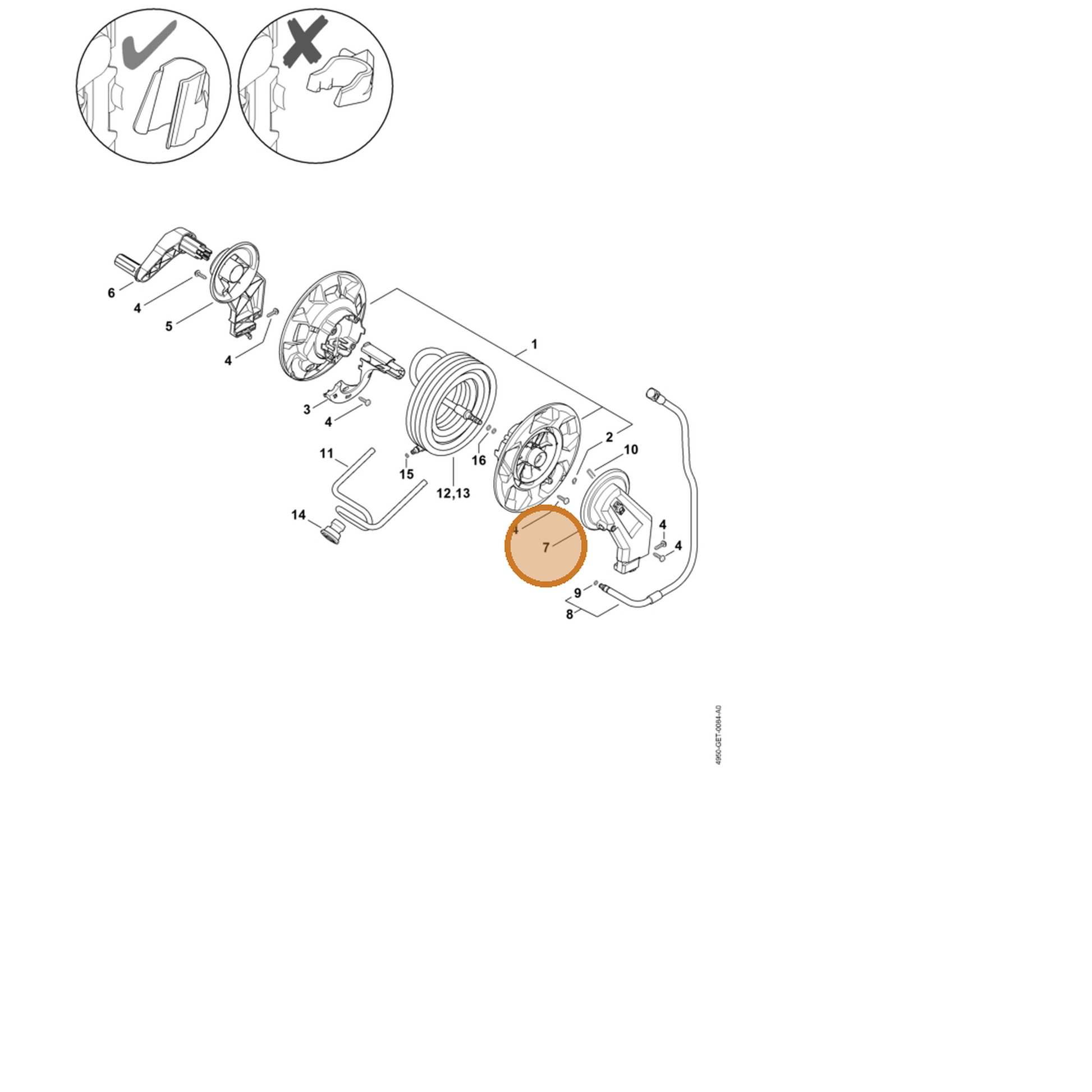 STIHL part 4950-798-1902 — IPL diagram snippet (6x zoom, amber highlight)