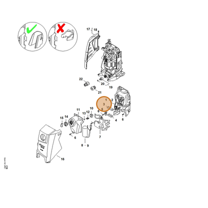 STIHL part 4950-799-0200 — IPL diagram snippet (6x zoom, amber highlight)