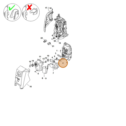 STIHL part 4950-799-0202 — IPL diagram snippet (6x zoom, amber highlight)