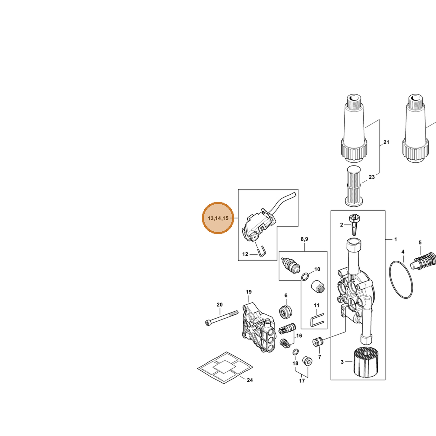 STIHL part 4951-430-0511 — IPL diagram snippet (6x zoom, amber highlight)