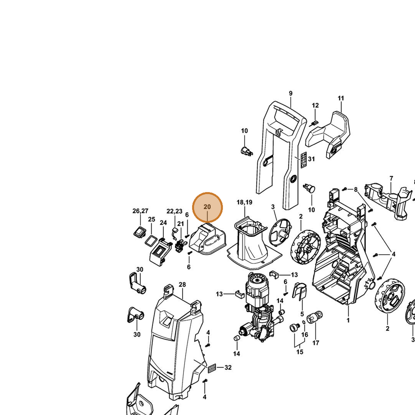 STIHL part 4951-432-1000 — IPL diagram snippet (6x zoom, amber highlight)