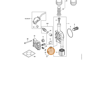 STIHL part 4951-510-0200 — IPL diagram snippet (6x zoom, amber highlight)