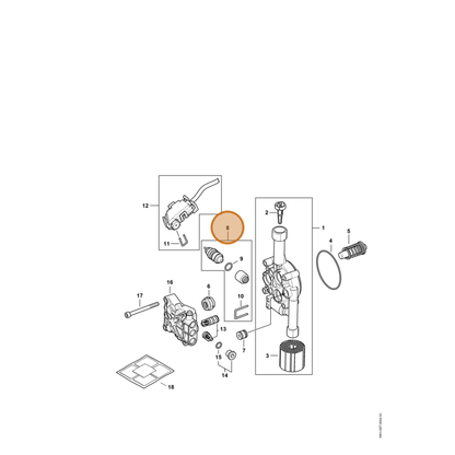 STIHL part 4951-510-0307 — IPL diagram snippet (6x zoom, amber highlight)