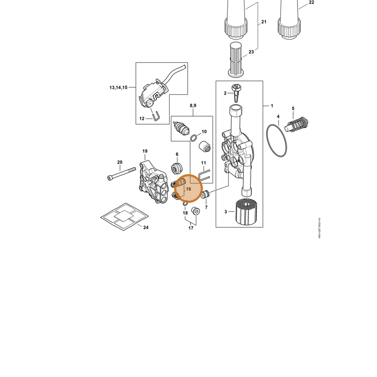 STIHL part 4951-700-6200 — IPL diagram snippet (6x zoom, amber highlight)