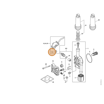 STIHL part 4951-701-4601 — IPL diagram snippet (6x zoom, amber highlight)