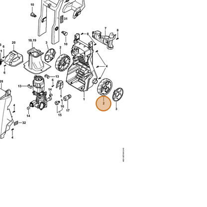 STIHL part 4951-791-3600 — IPL diagram snippet (6x zoom, amber highlight)