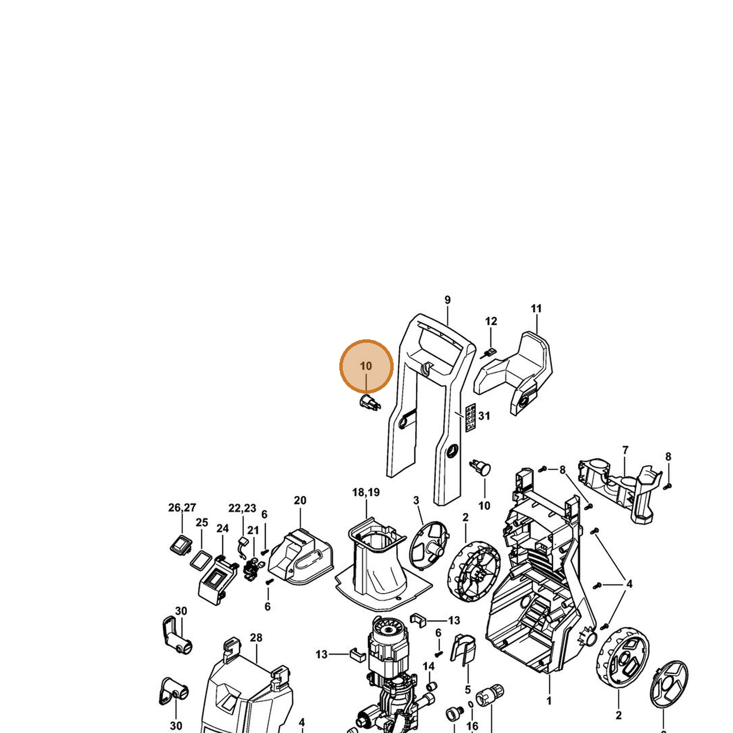 STIHL part 4951-791-7300 — IPL diagram snippet (6x zoom, amber highlight)