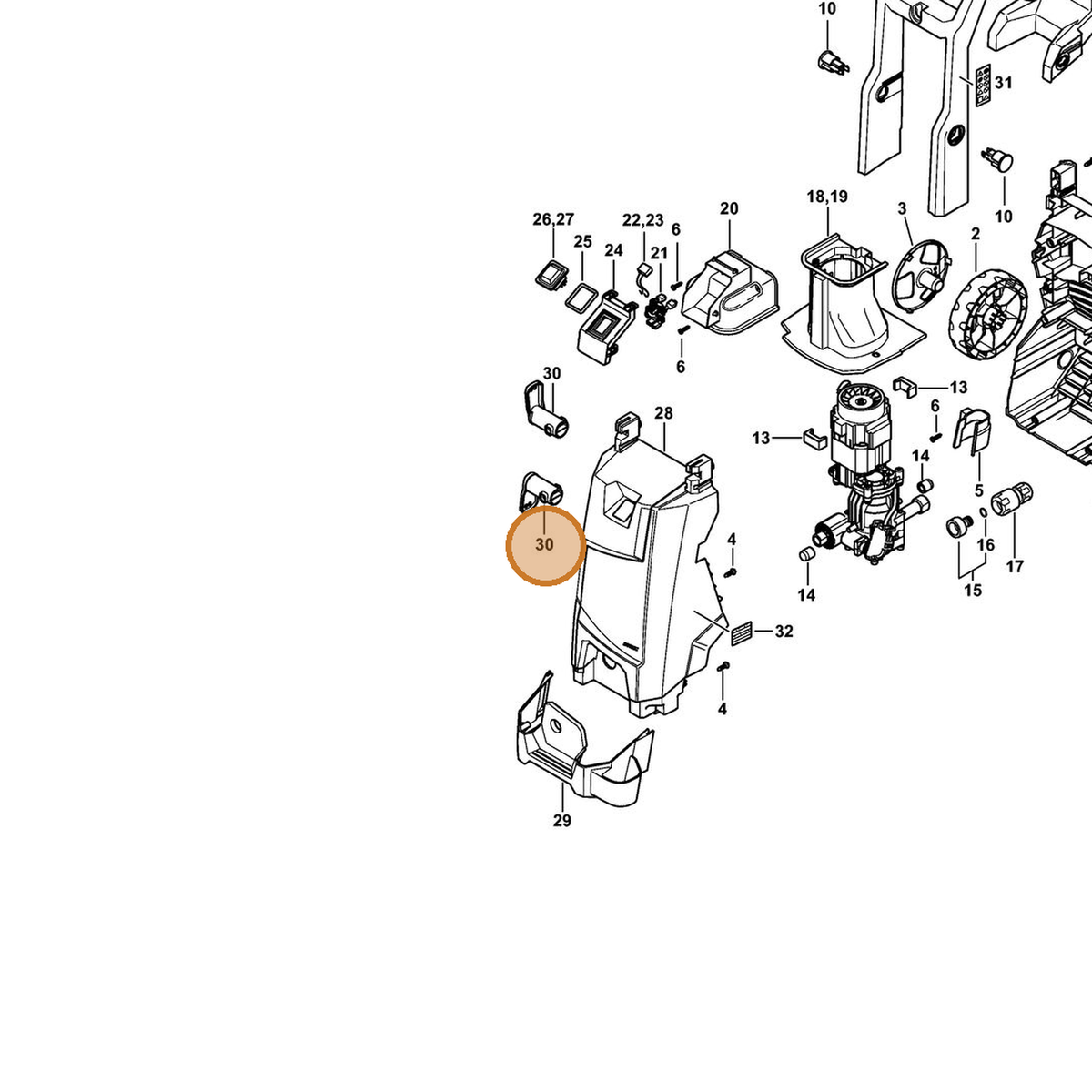 STIHL part 4951-792-2400 — IPL diagram snippet (6x zoom, amber highlight)
