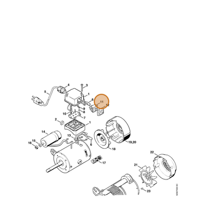 STIHL part 5203-435-0805 — IPL diagram snippet (6x zoom, amber highlight)