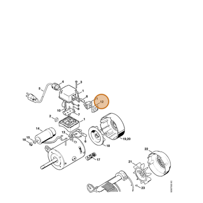 STIHL part 5203-435-1701 — IPL diagram snippet (6x zoom, amber highlight)