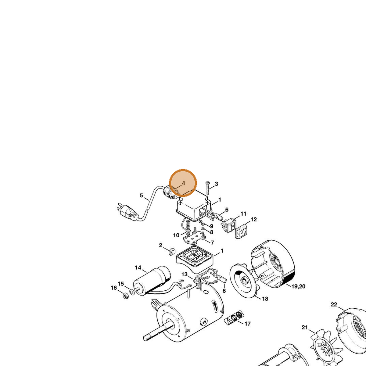 STIHL part 5203-448-2003 — IPL diagram snippet (6x zoom, amber highlight)