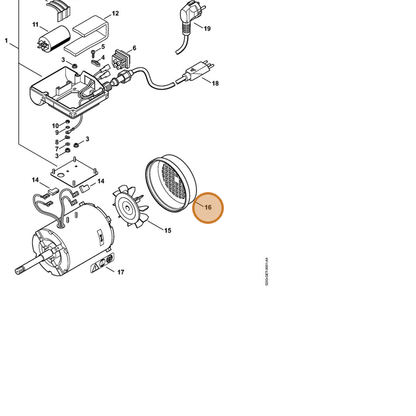 STIHL part 5203-606-0100 — IPL diagram snippet (6x zoom, amber highlight)