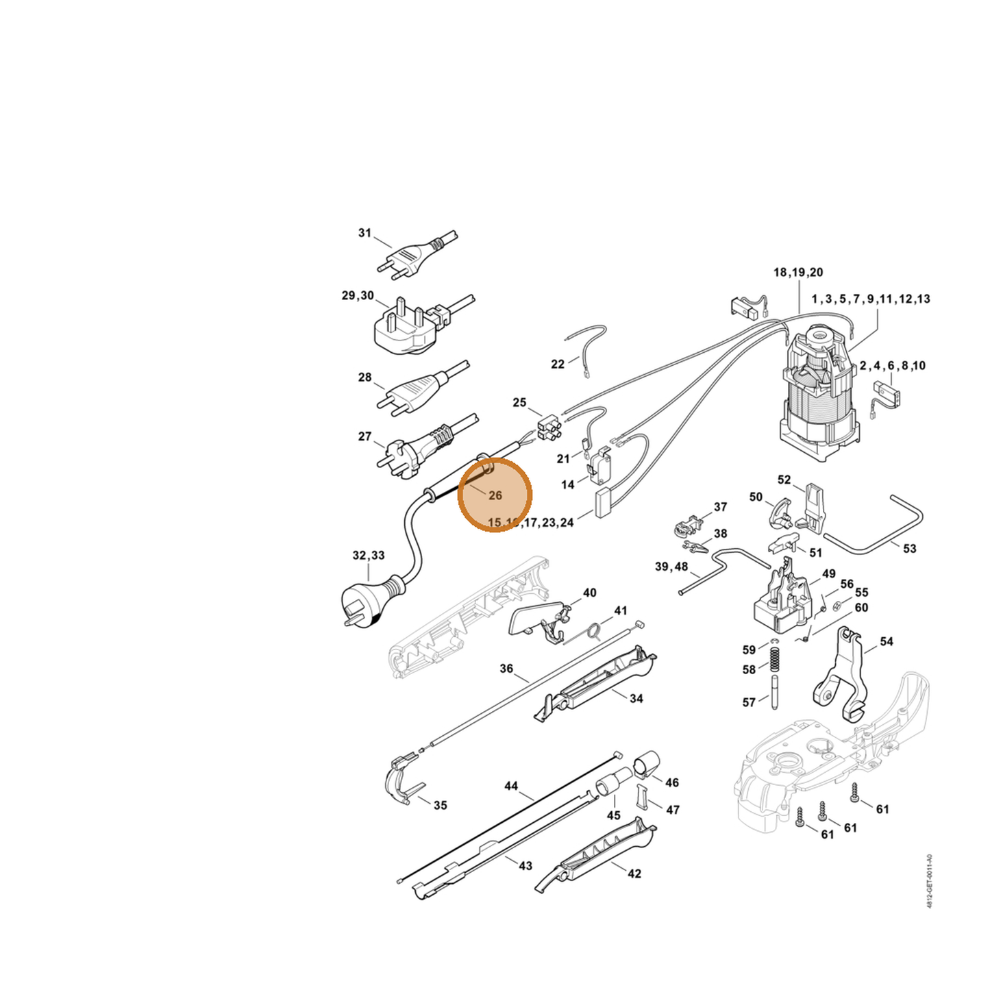 STIHL part 6010-431-2400 — IPL diagram snippet (6x zoom, amber highlight)