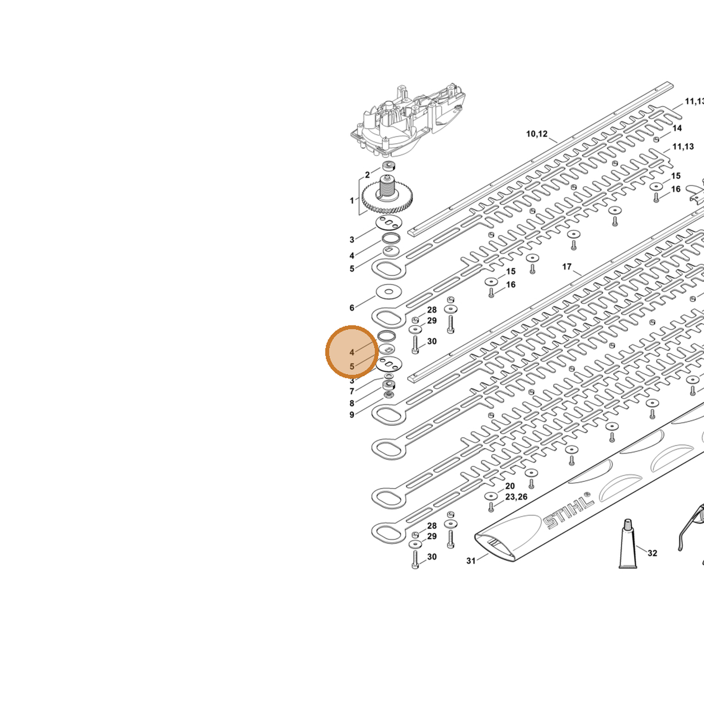 STIHL part 6010-642-4000 — IPL diagram snippet (6x zoom, amber highlight)